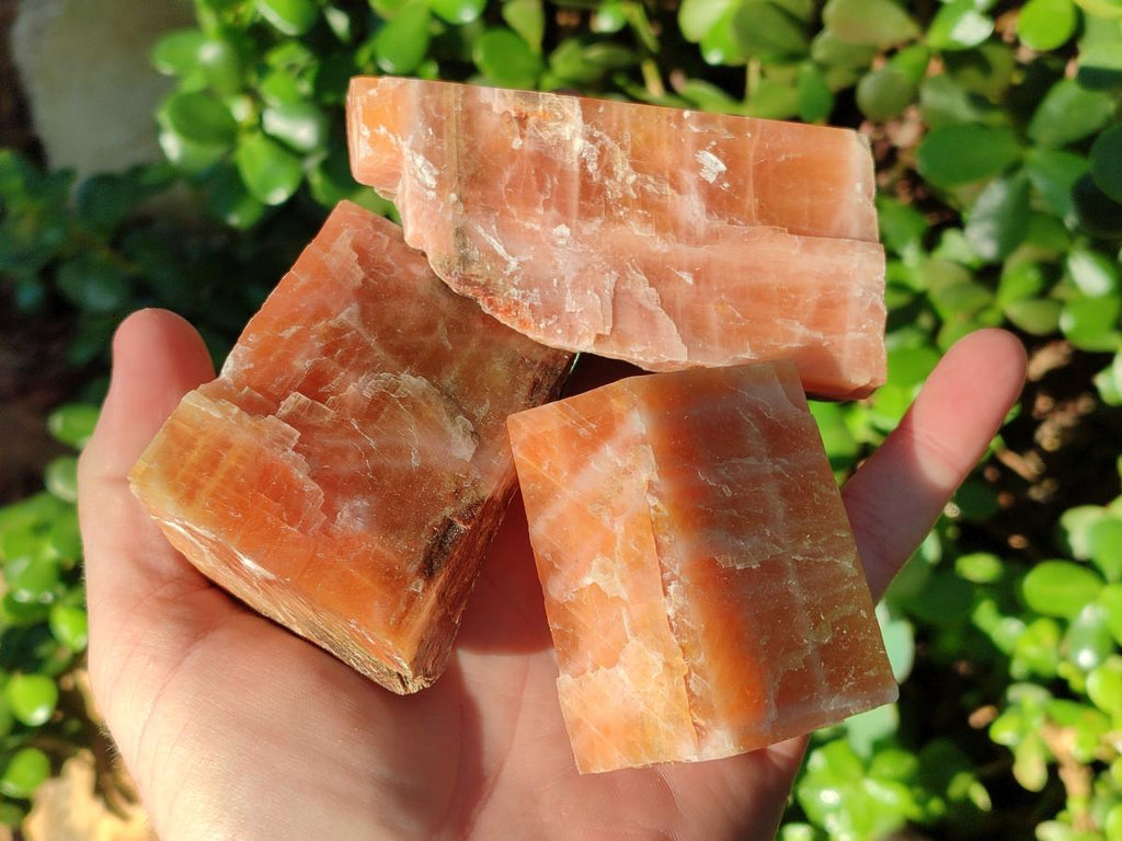 Natural Rhombohedral Sunset Orange Calcite Specimens x 24 From Spitzkop, Namibia - Toprock Gemstones and Minerals 