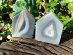 Polished Banded Agate Standing Crystal Shaped Slices x 12 From Madagascar - Toprock Gemstones and Minerals 