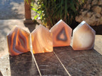 Polished Banded Agate Standing Crystal Shaped Slices x 12 From Madagascar - Toprock Gemstones and Minerals 