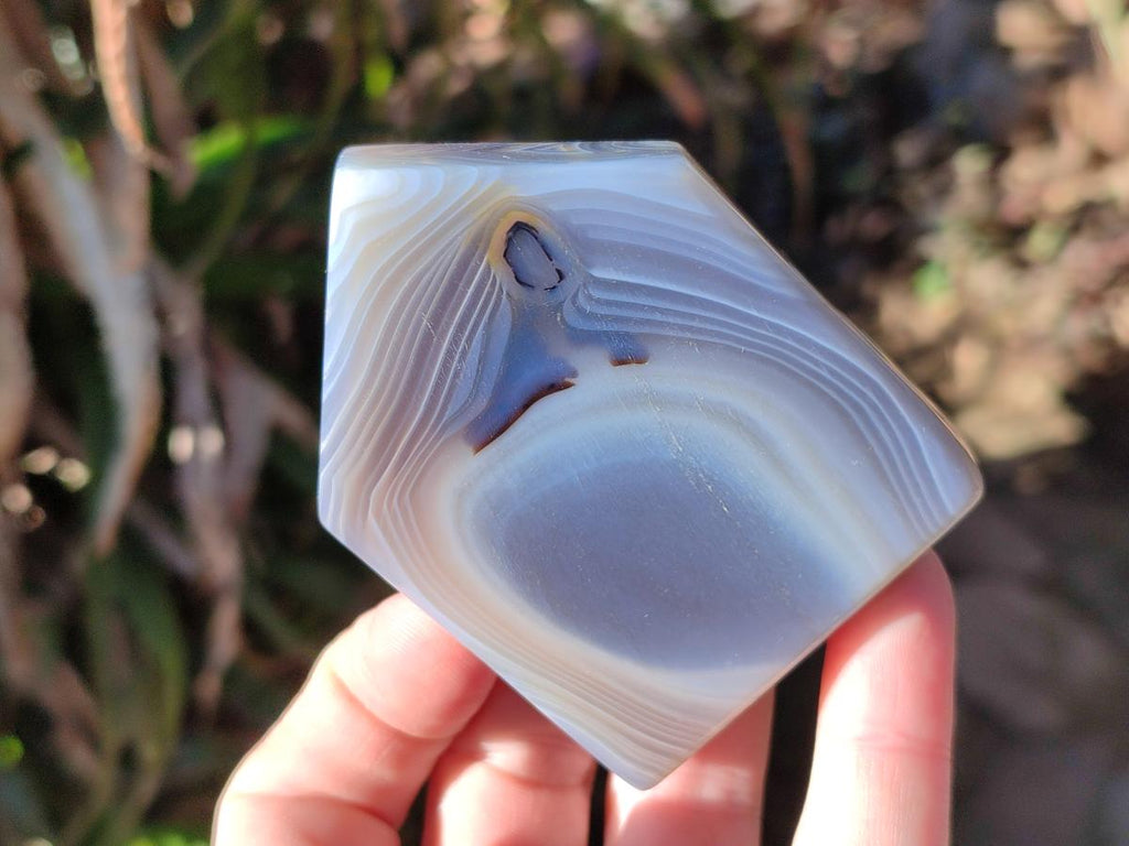 Polished Banded Agate Standing Crystal Shaped Slices x 12 From Madagascar - Toprock Gemstones and Minerals 