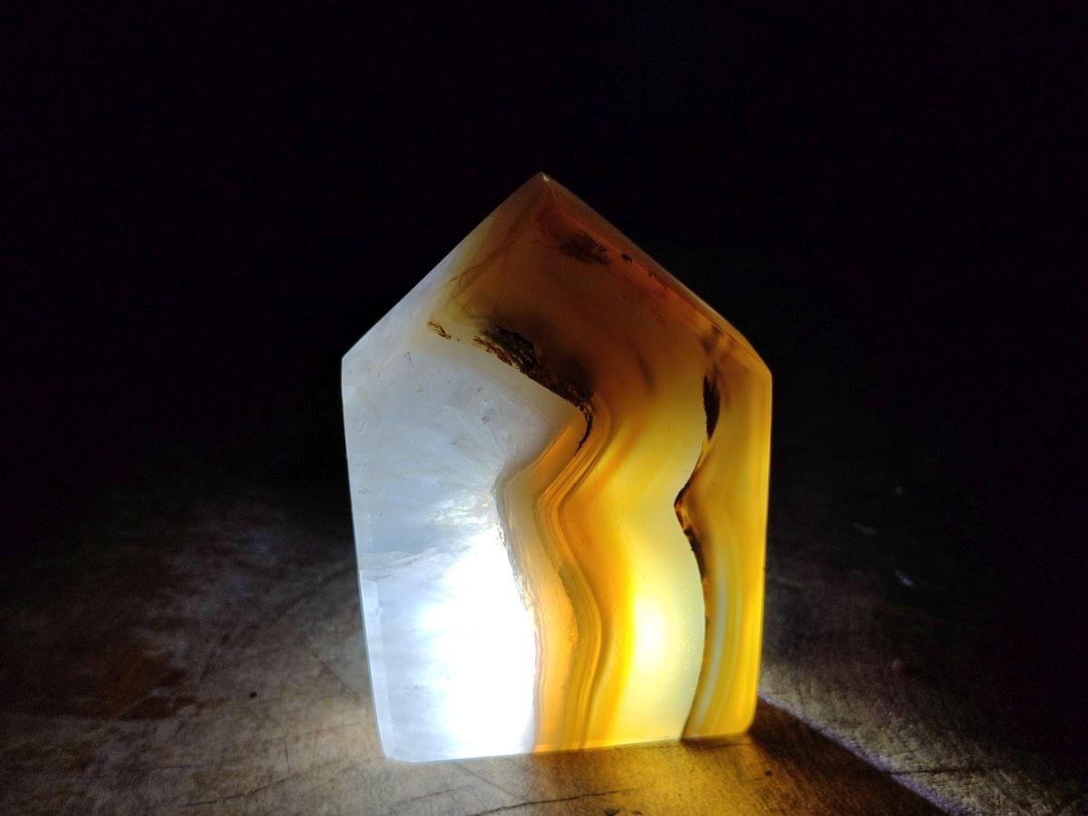 Polished Banded Agate Standing Crystal Shaped Slices x 12 From Madagascar - Toprock Gemstones and Minerals 