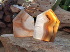 Polished Banded Agate Standing Crystal Shaped Slices x 12 From Madagascar - Toprock Gemstones and Minerals 