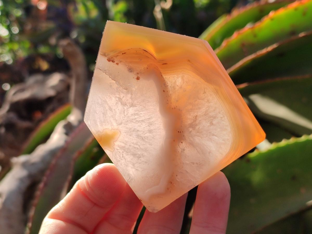 Polished Banded Agate Standing Crystal Shaped Slices x 12 From Madagascar - Toprock Gemstones and Minerals 