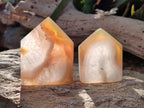 Polished Banded Agate Standing Crystal Shaped Slices x 12 From Madagascar - Toprock Gemstones and Minerals 