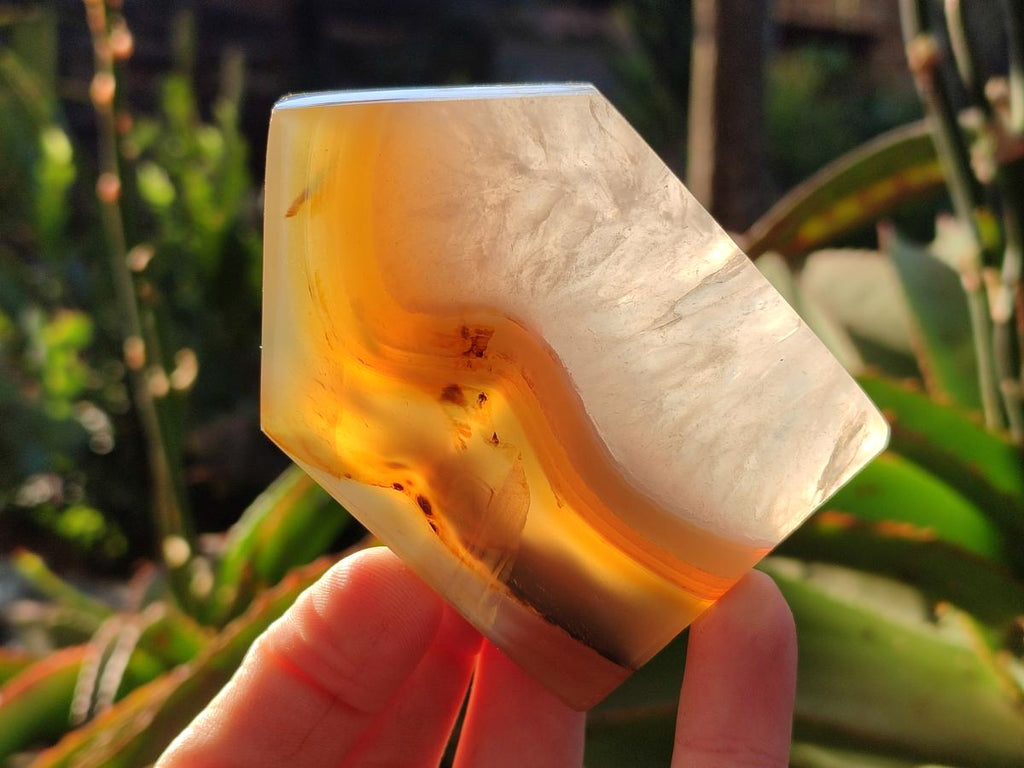 Polished Banded Agate Standing Crystal Shaped Slices x 12 From Madagascar - Toprock Gemstones and Minerals 