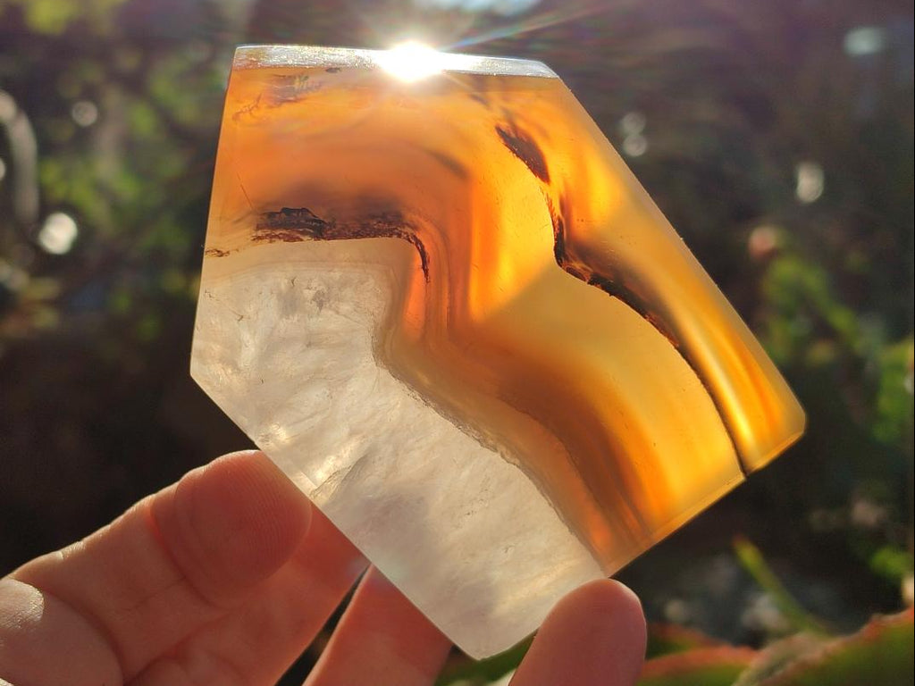 Polished Banded Agate Standing Crystal Shaped Slices x 12 From Madagascar - Toprock Gemstones and Minerals 
