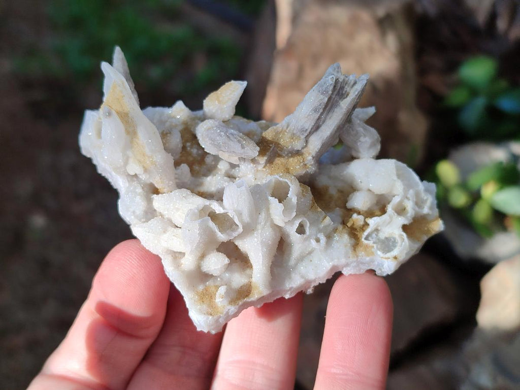 Natural Drusy Quartz Coated Spearhead Calcite Pseudomorph Clusters x 12 From Albert's Mountain, Lesotho - Toprock Gemstones and Minerals 