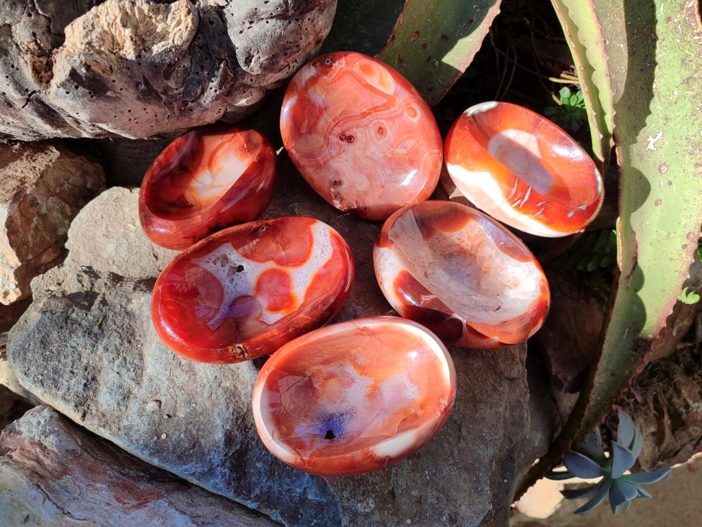 Polished Carnelian Agate Gemstone Bowls x 6 From Madagascar - Toprock Gemstones and Minerals 