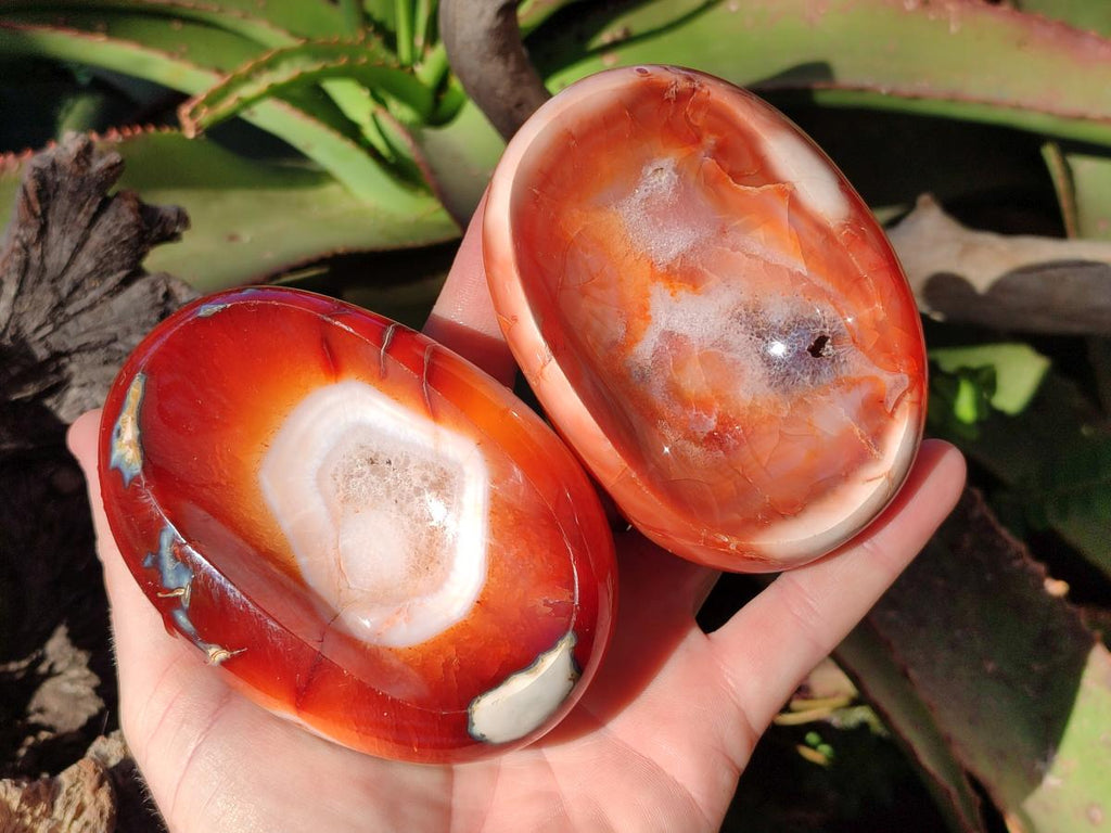 Polished Carnelian Agate Gemstone Bowls x 6 From Madagascar - Toprock Gemstones and Minerals 
