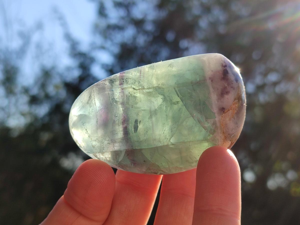 Polished Watermelon Fluorite Palm Stones x 12 From Uis, Namibia - Toprock Gemstones and Minerals 