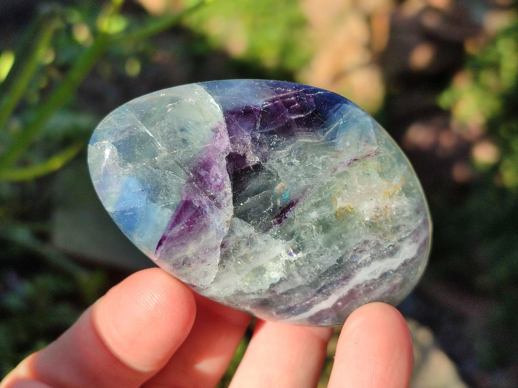 Polished Watermelon Fluorite Palm Stones x 12 From Uis, Namibia - Toprock Gemstones and Minerals 
