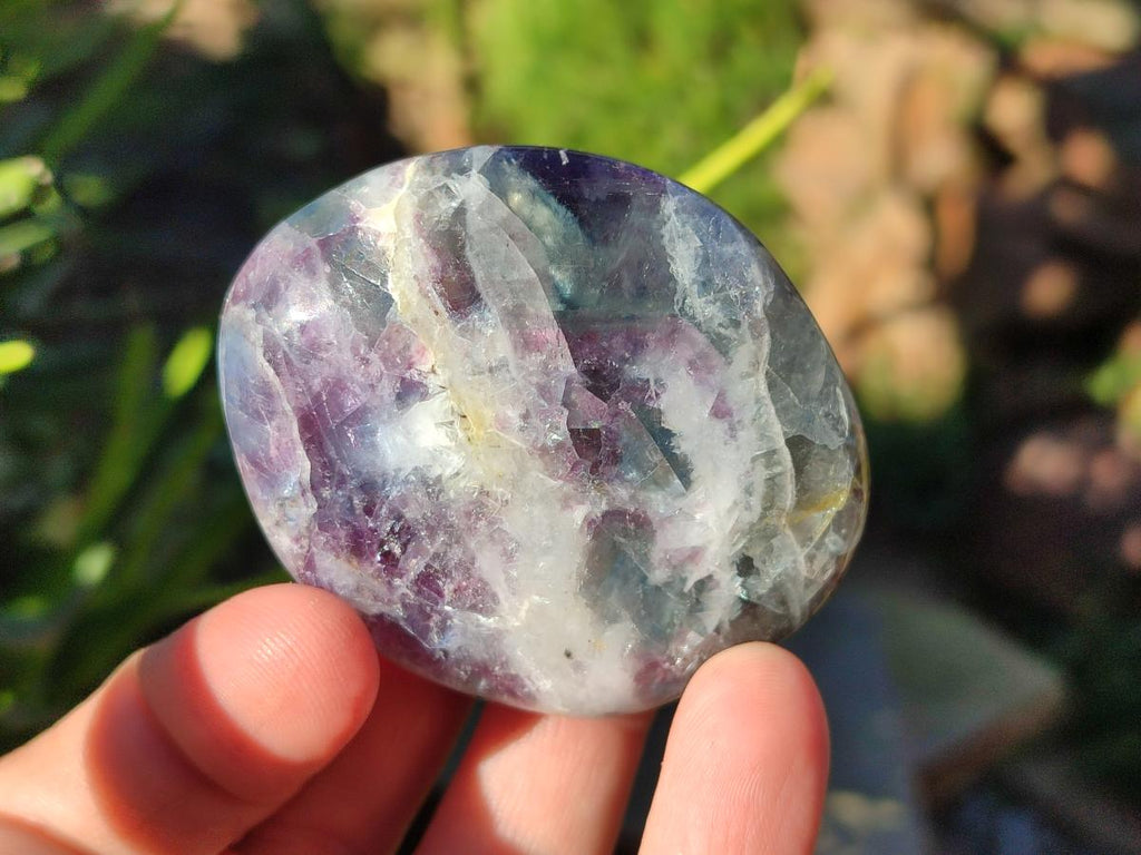 Polished Watermelon Fluorite Palm Stones x 12 From Uis, Namibia - Toprock Gemstones and Minerals 