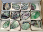 Polished Watermelon Fluorite Palm Stones x 12 From Uis, Namibia - Toprock Gemstones and Minerals 