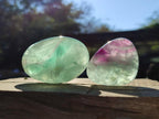Polished Watermelon Fluorite Palm Stones x 12 From Uis, Namibia - Toprock Gemstones and Minerals 