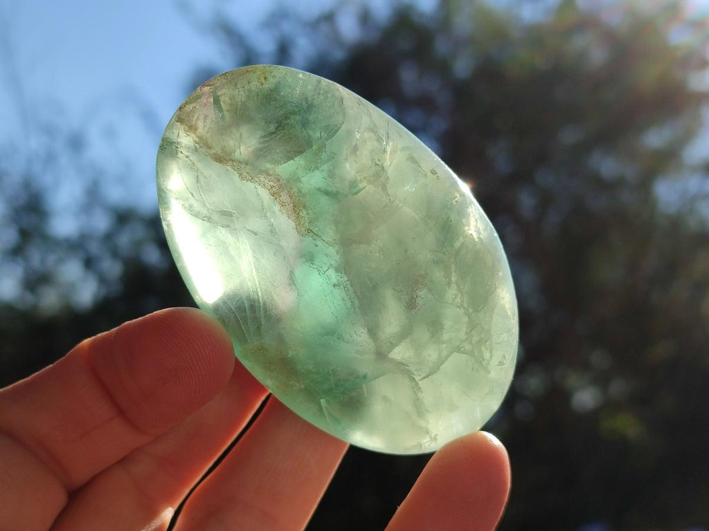 Polished Watermelon Fluorite Palm Stones x 12 From Uis, Namibia - Toprock Gemstones and Minerals 