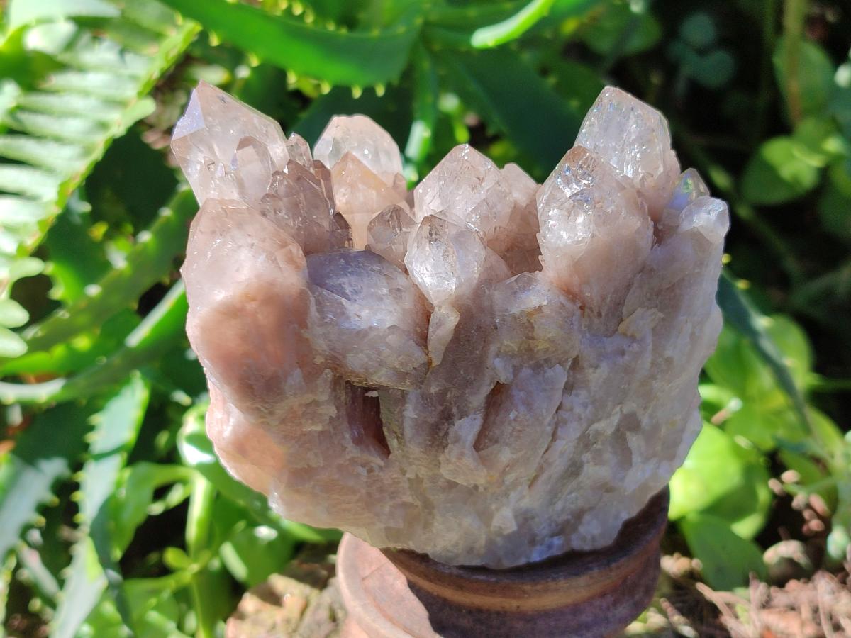 Natural Cascading White Phantom Smokey Luena Quartz Clusters x 4 From Luena, Congo - Toprock Gemstones and Minerals 
