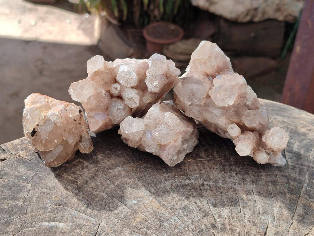Natural Cascading White Phantom Smokey Luena Quartz Clusters x 4 From Luena, Congo - Toprock Gemstones and Minerals 