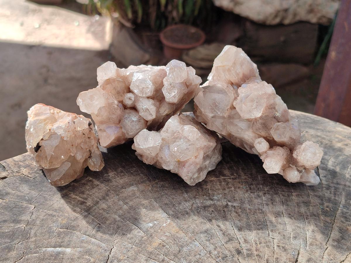 Natural Cascading White Phantom Smokey Luena Quartz Clusters x 4 From Luena, Congo - Toprock Gemstones and Minerals 