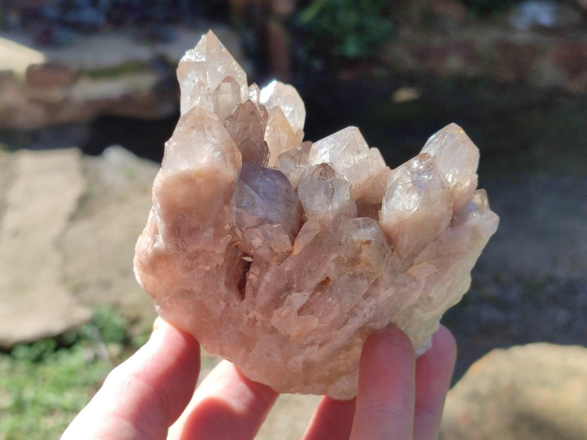 Natural Cascading White Phantom Smokey Luena Quartz Clusters x 4 From Luena, Congo - Toprock Gemstones and Minerals 