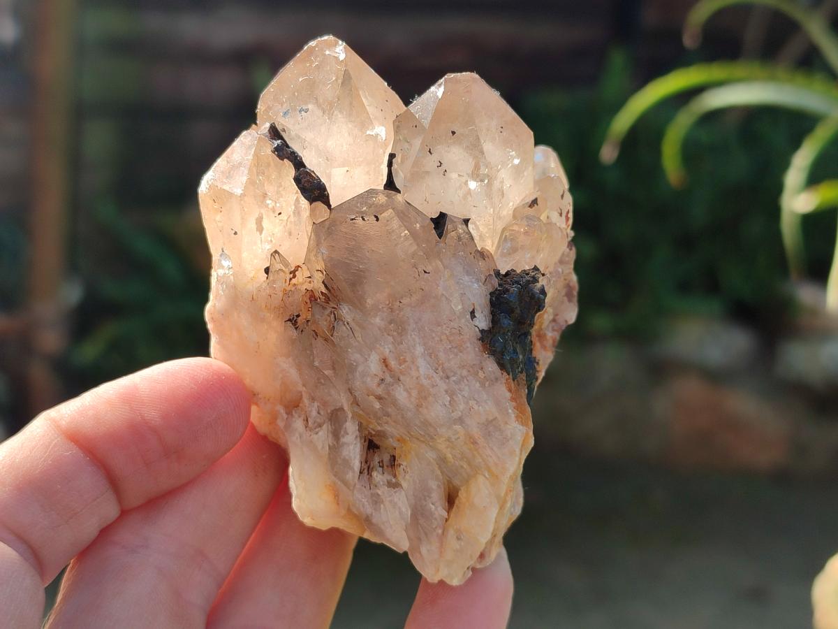 Natural Cascading White Phantom Smokey Luena Quartz Clusters x 4 From Luena, Congo - Toprock Gemstones and Minerals 