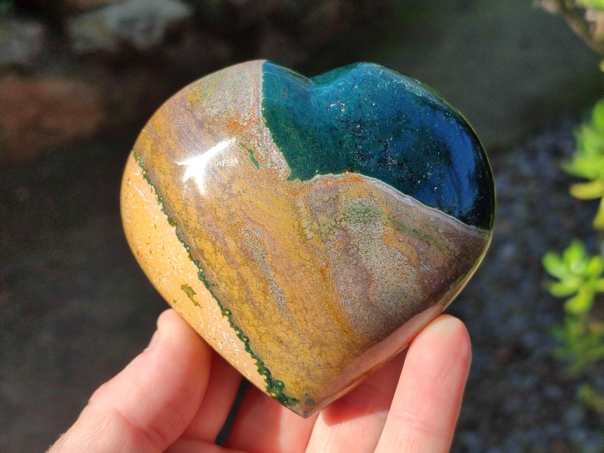 Polished Ocean Jasper Hearts x 6 From Northwest Coast, Madagascar - Toprock Gemstones and Minerals 