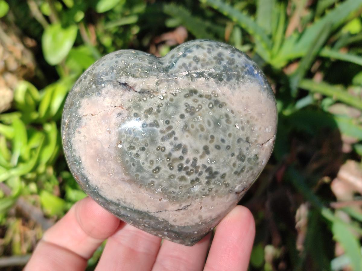 Polished Ocean Jasper Hearts x 6 From Northwest Coast, Madagascar - Toprock Gemstones and Minerals 