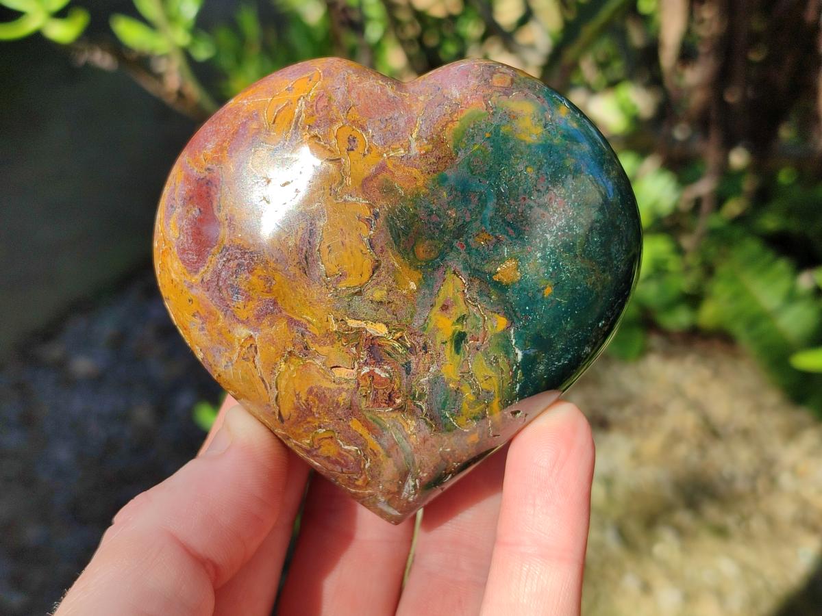Polished Ocean Jasper Hearts x 6 From Northwest Coast, Madagascar - Toprock Gemstones and Minerals 