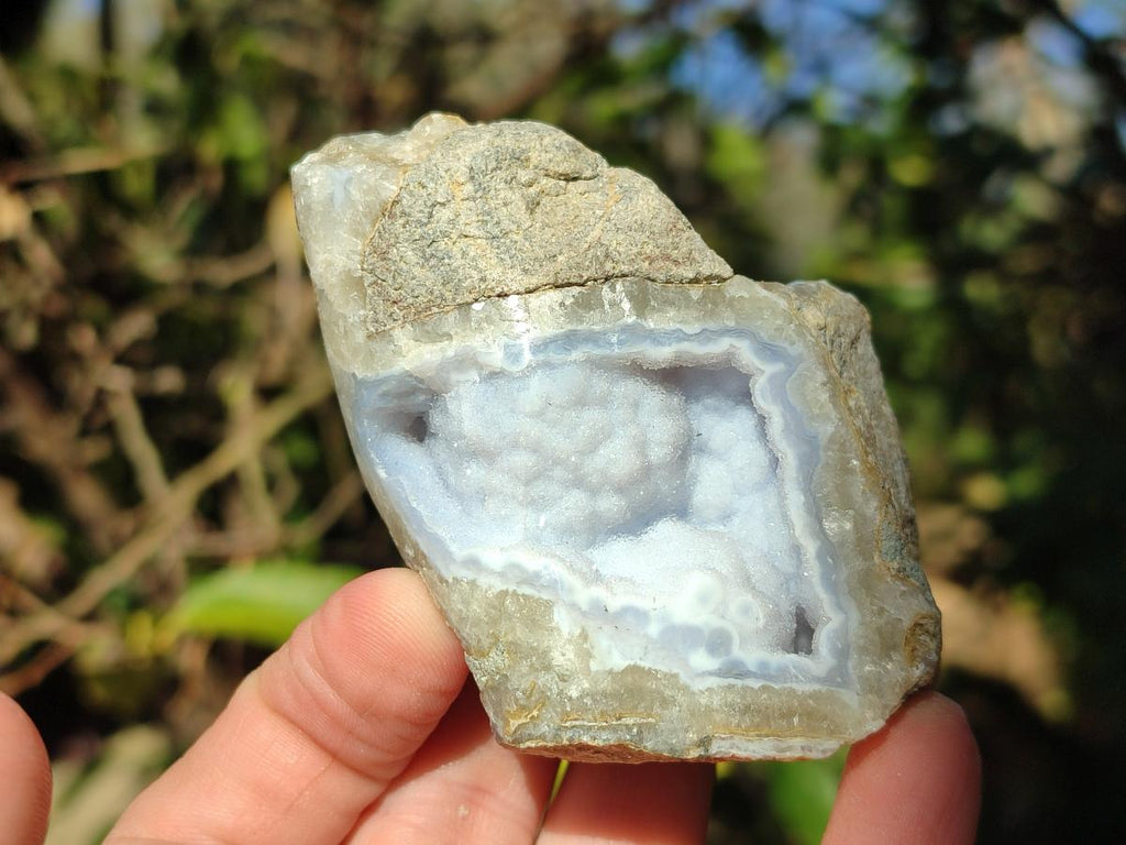 Polished On One Side Blue Lace Agate Geodes x 12 From Nsanje, Malawi - Toprock Gemstones and Minerals 