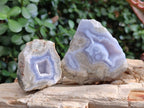 Polished On One Side Blue Lace Agate Geodes x 12 From Nsanje, Malawi - Toprock Gemstones and Minerals 