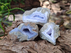 Polished On One Side Blue Lace Agate Geodes x 12 From Nsanje, Malawi - Toprock Gemstones and Minerals 