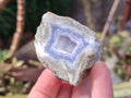 Polished On One Side Blue Lace Agate Geodes x 12 From Nsanje, Malawi - Toprock Gemstones and Minerals 