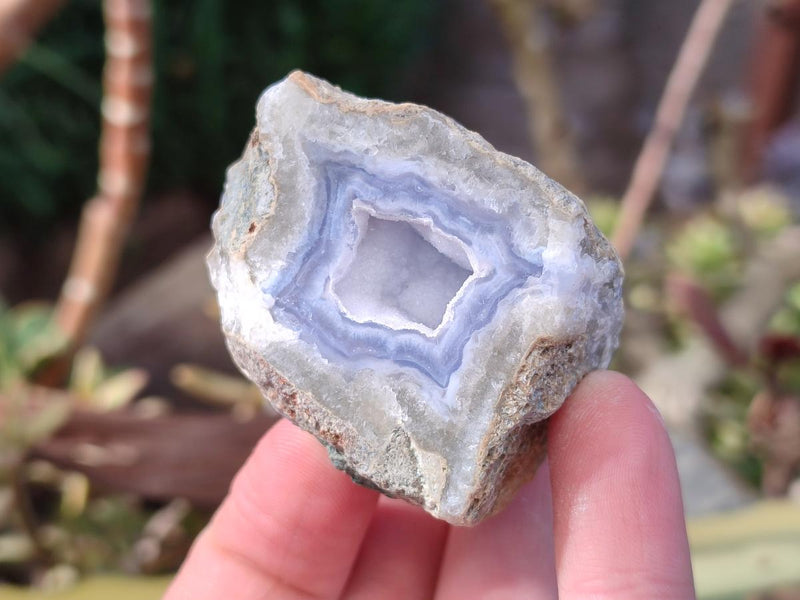 Polished On One Side Blue Lace Agate Geodes x 12 From Nsanje, Malawi - Toprock Gemstones and Minerals 