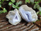 Polished On One Side Blue Lace Agate Geodes x 12 From Nsanje, Malawi - Toprock Gemstones and Minerals 