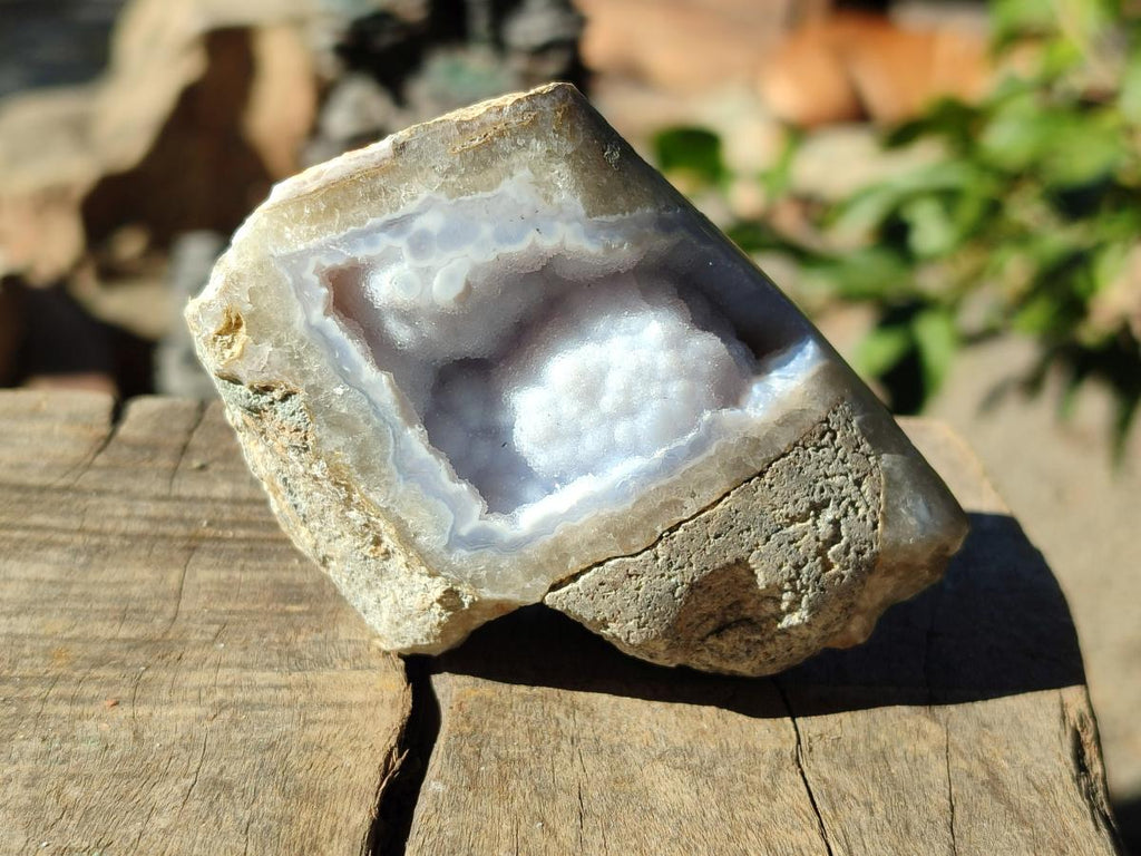 Polished On One Side Blue Lace Agate Geodes x 12 From Nsanje, Malawi - Toprock Gemstones and Minerals 