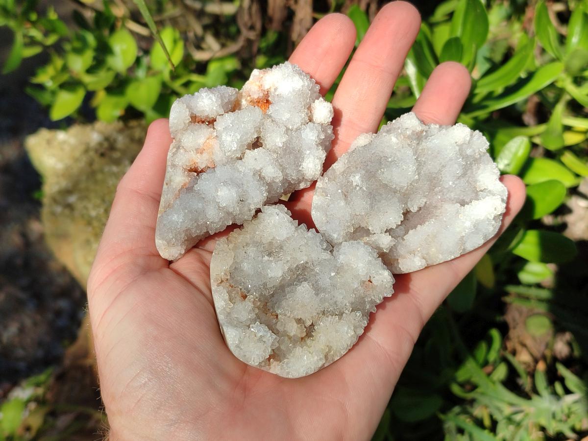 Polished Drusy Cristobalite Snow White Quartz clusters x 12 From Madagascar - Toprock Gemstones and Minerals 