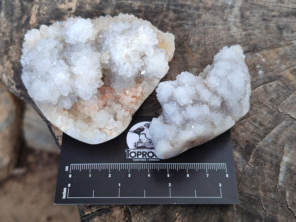 Polished Drusy Cristobalite Snow White Quartz clusters x 12 From Madagascar - Toprock Gemstones and Minerals 