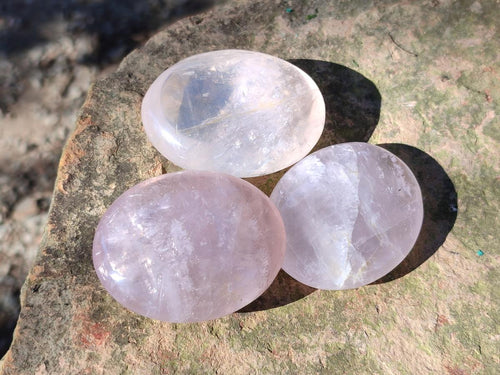 Polished Gemmy Rose Quartz Palm Stones x 24 From Madagascar - Toprock Gemstones and Minerals 