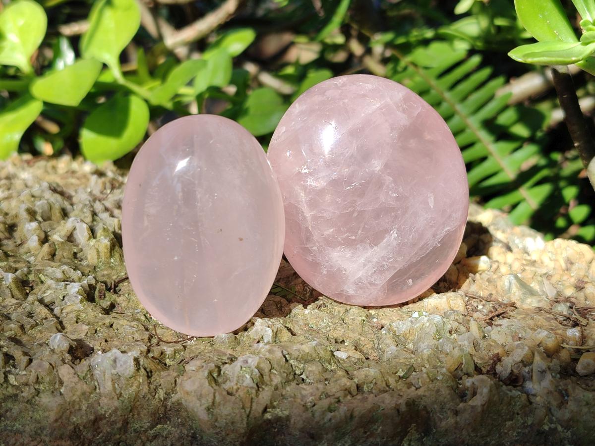 Polished Gemmy Rose Quartz Palm Stones x 24 From Madagascar - Toprock Gemstones and Minerals 