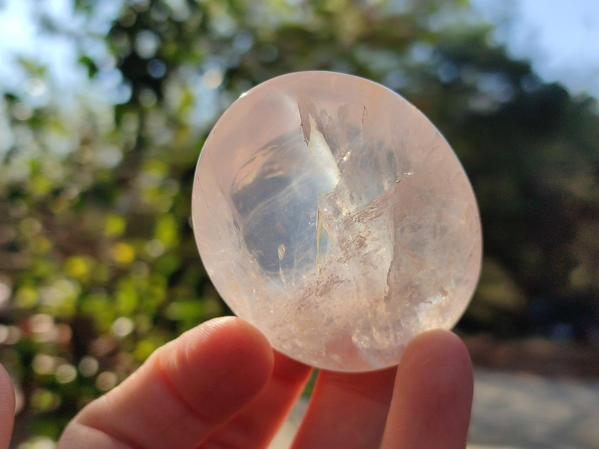 Polished Gemmy Rose Quartz Palm Stones x 24 From Madagascar - Toprock Gemstones and Minerals 