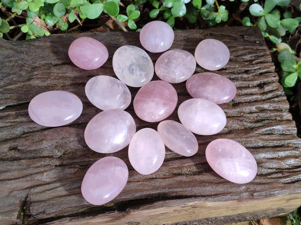 Polished Gemmy Rose Quartz Palm Stones x 24 From Madagascar - Toprock Gemstones and Minerals 