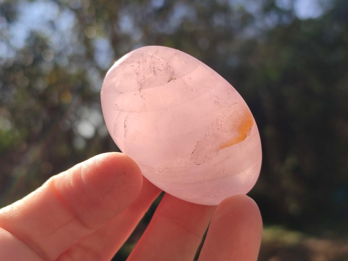 Polished Gemmy Rose Quartz Palm Stones x 24 From Madagascar - Toprock Gemstones and Minerals 