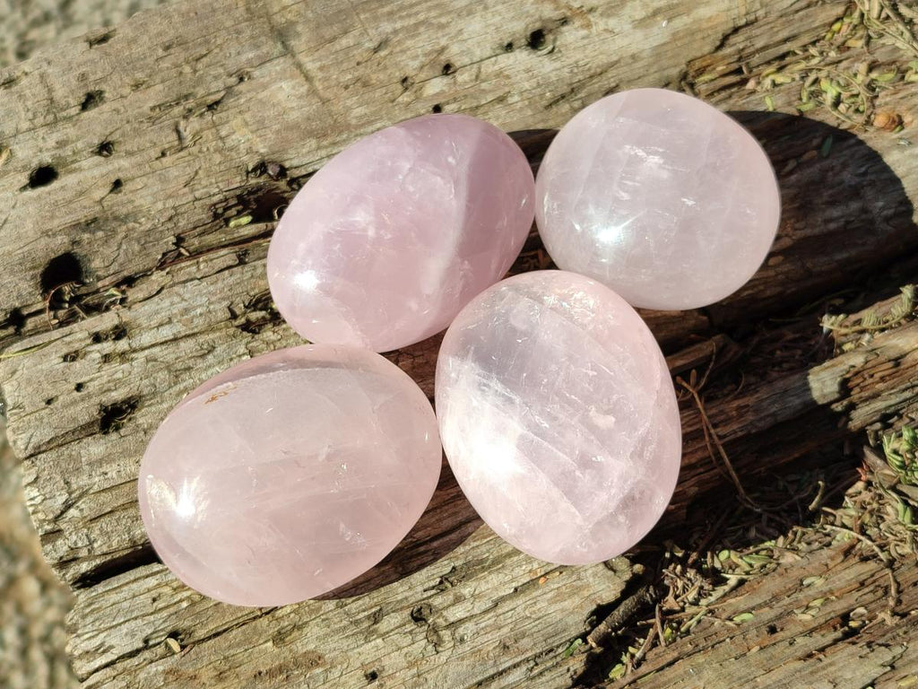 Polished Gemmy Rose Quartz Palm Stones x 24 From Madagascar - Toprock Gemstones and Minerals 