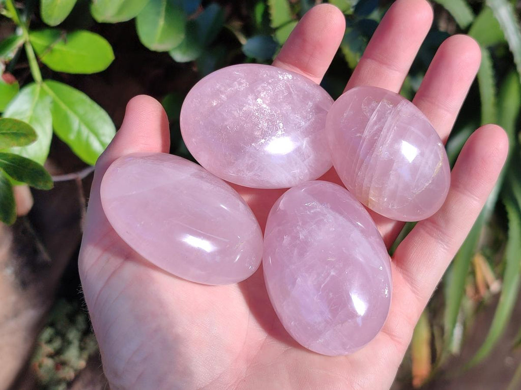 Polished Gemmy Rose Quartz Palm Stones x 24 From Madagascar - Toprock Gemstones and Minerals 