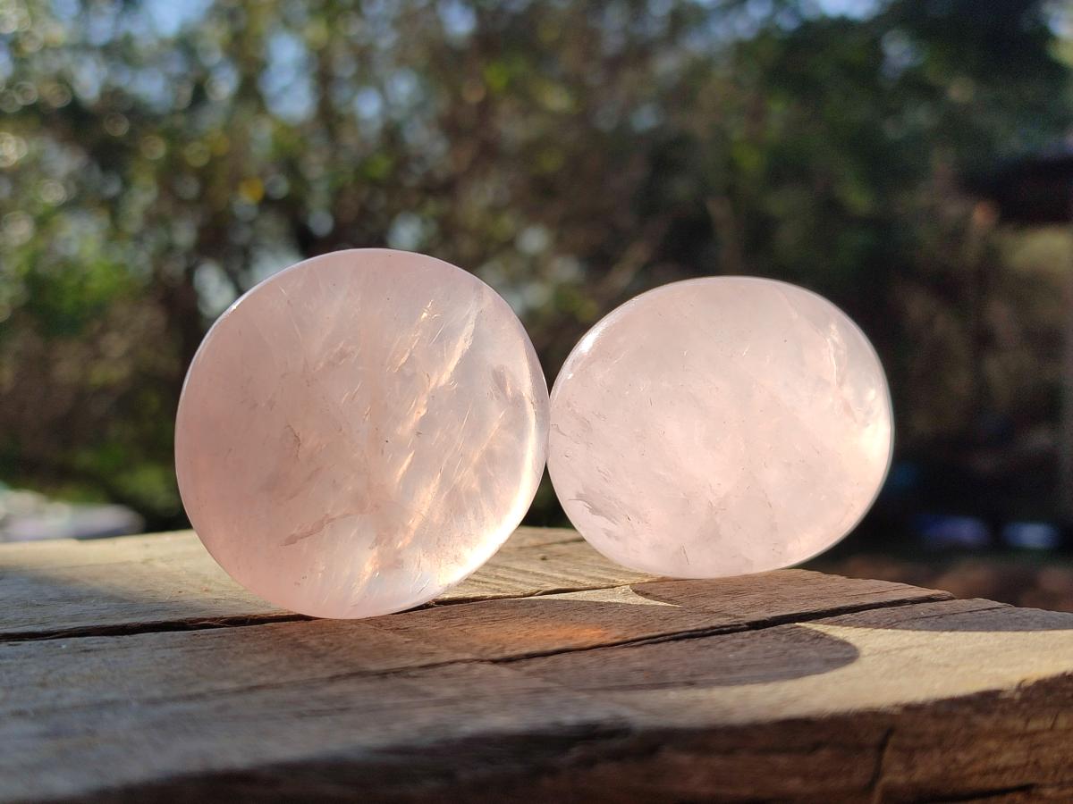 Polished Gemmy Rose Quartz Palm Stones x 24 From Madagascar - Toprock Gemstones and Minerals 