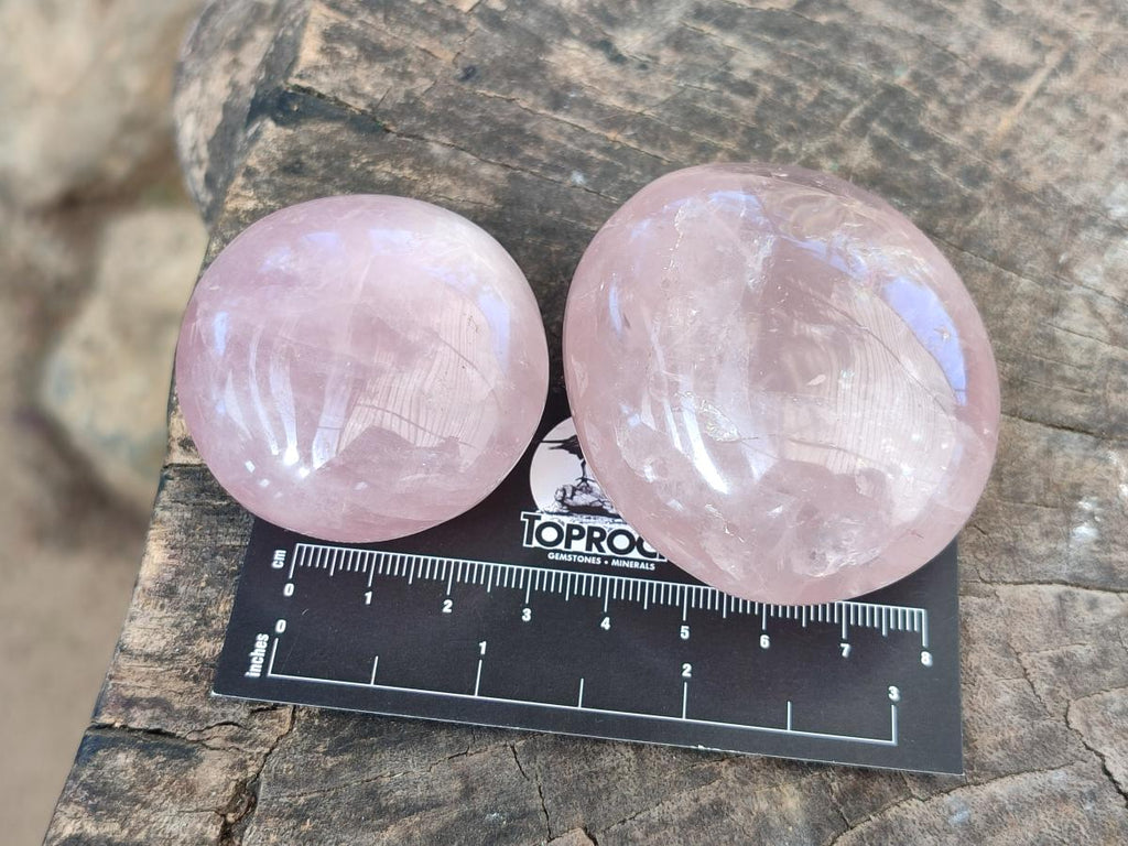 Polished Gemmy Rose Quartz Palm Stones x 24 From Madagascar - Toprock Gemstones and Minerals 