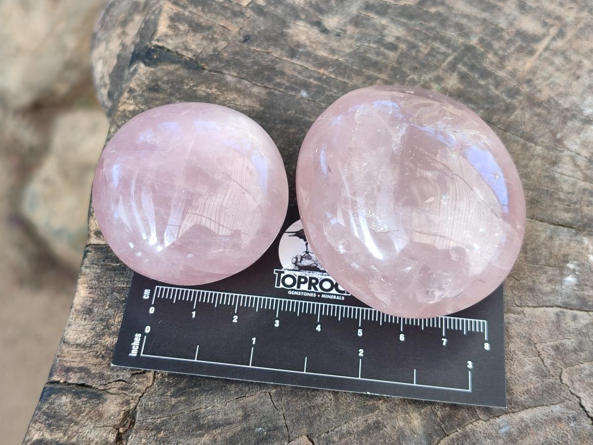 Polished Gemmy Rose Quartz Palm Stones x 24 From Madagascar - Toprock Gemstones and Minerals 