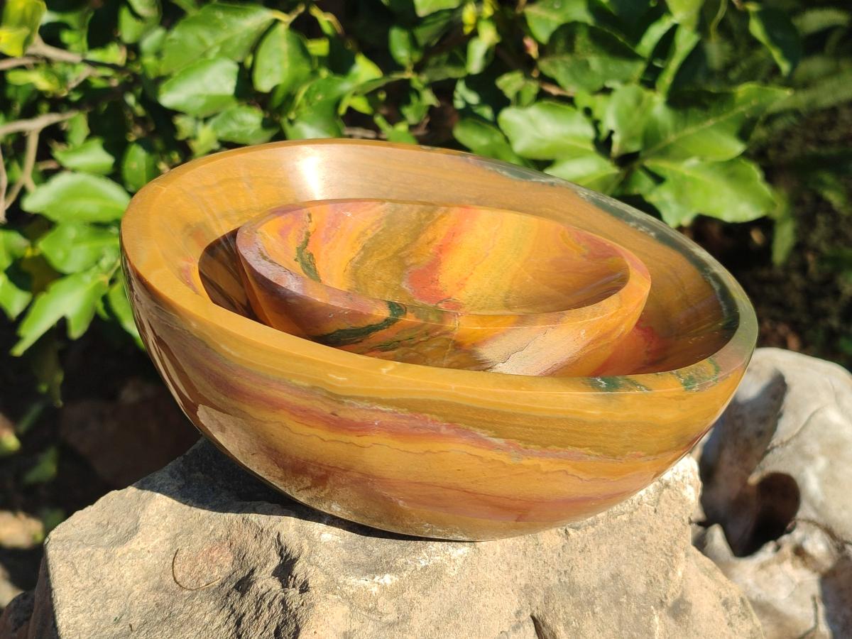 Polished Ocean Jasper Bowls x 2 From Northwest Coast, Madagascar - Toprock Gemstones and Minerals 