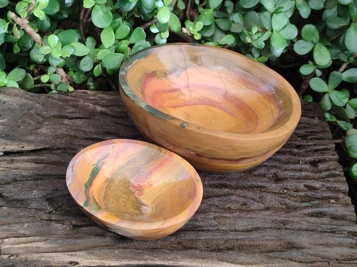 Polished Ocean Jasper Bowls x 2 From Northwest Coast, Madagascar - Toprock Gemstones and Minerals 