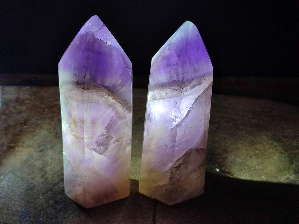 Polished Chevron Amethyst Display Crystals x 2 From Madagascar - Toprock Gemstones and Minerals 
