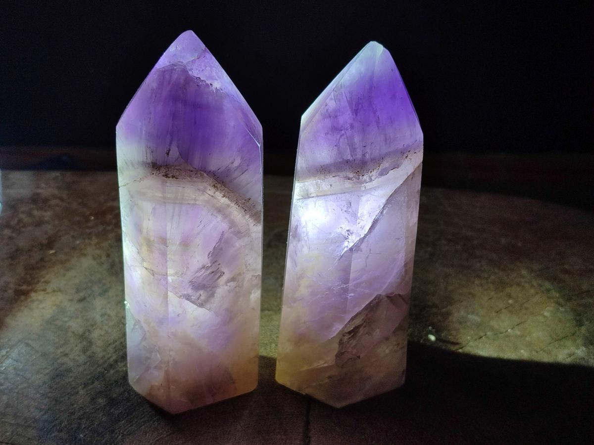 Polished Chevron Amethyst Display Crystals x 2 From Madagascar - Toprock Gemstones and Minerals 